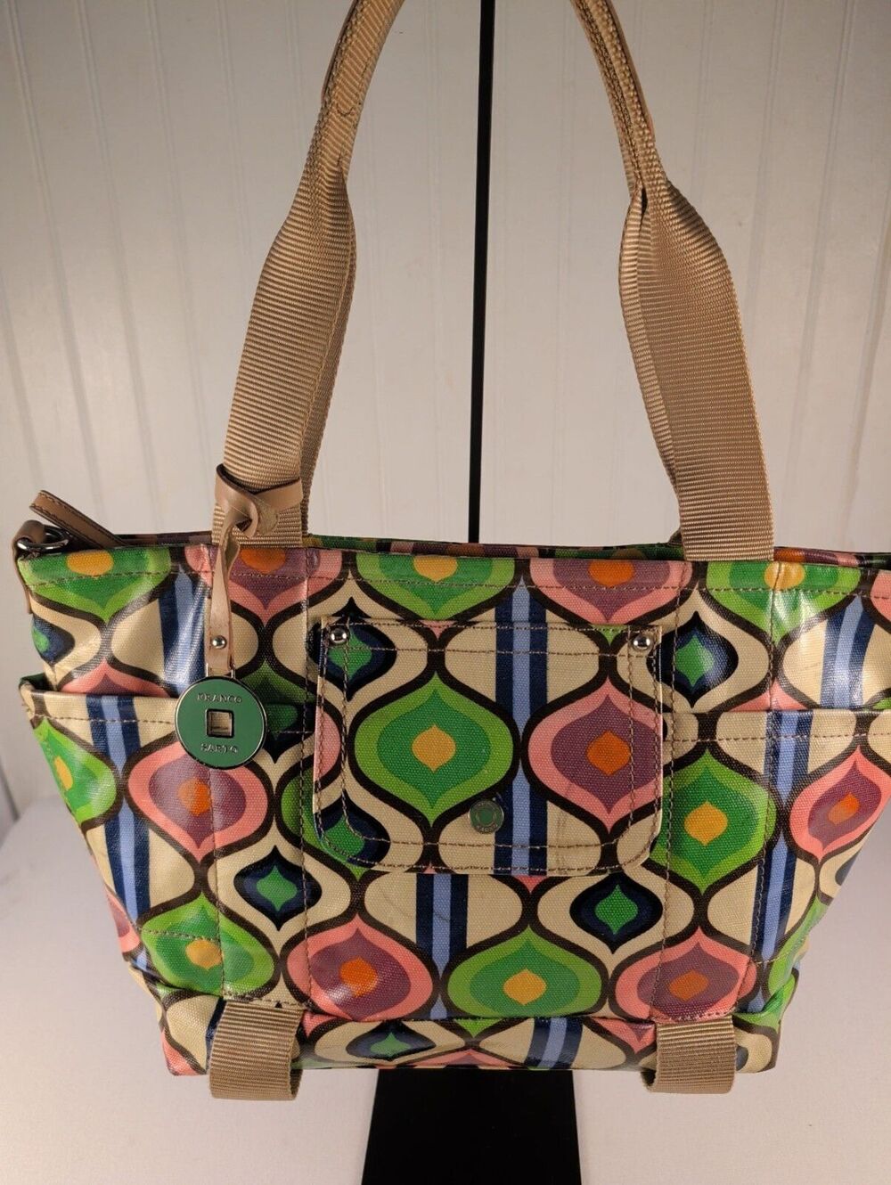 Franco Sarto "Candyland" Retro Patterned Canvas Tote Bag
